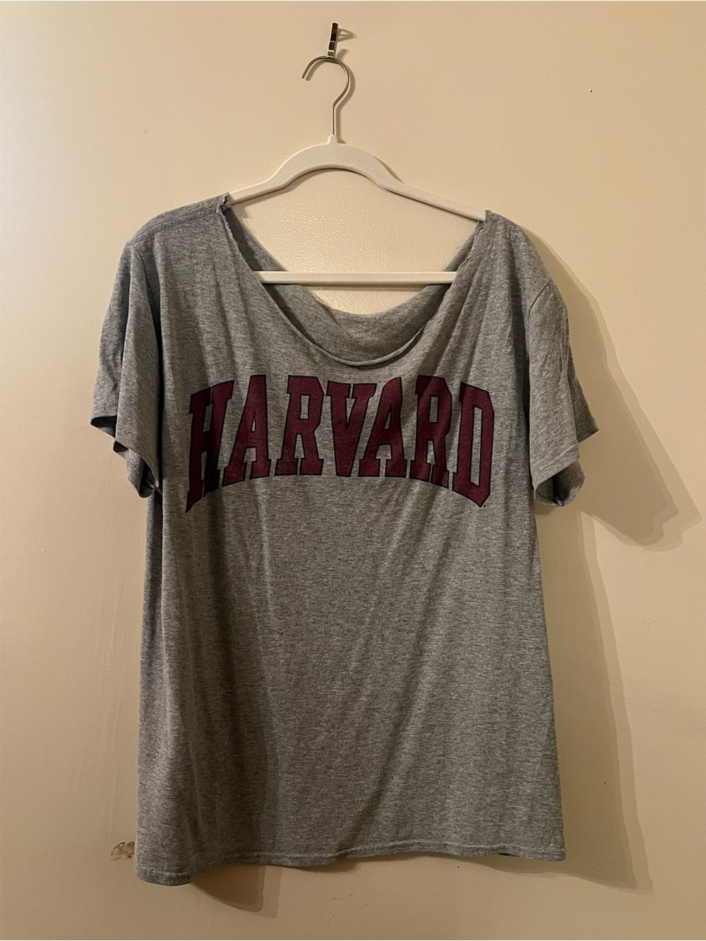 Off the shoulder Harvard T-shirt